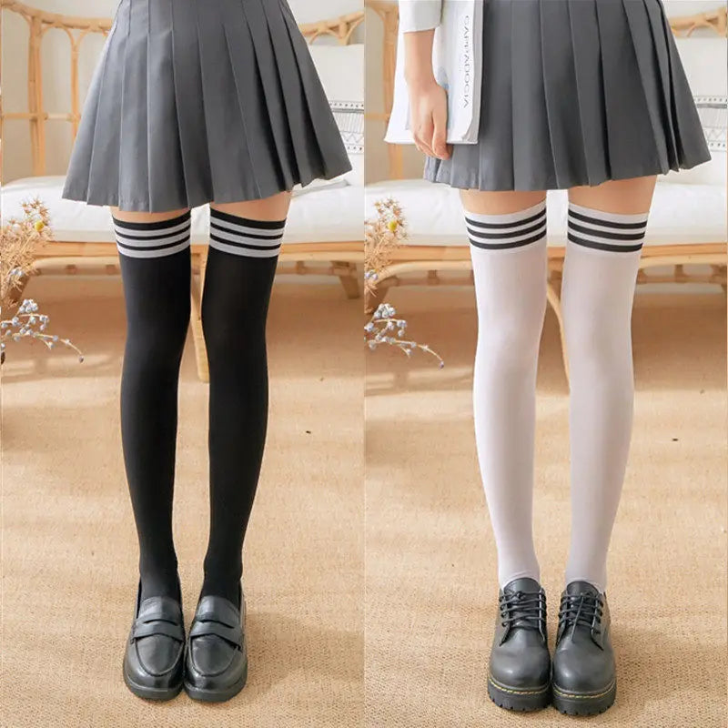 Over the Knee Socks – Striped Thigh High Style