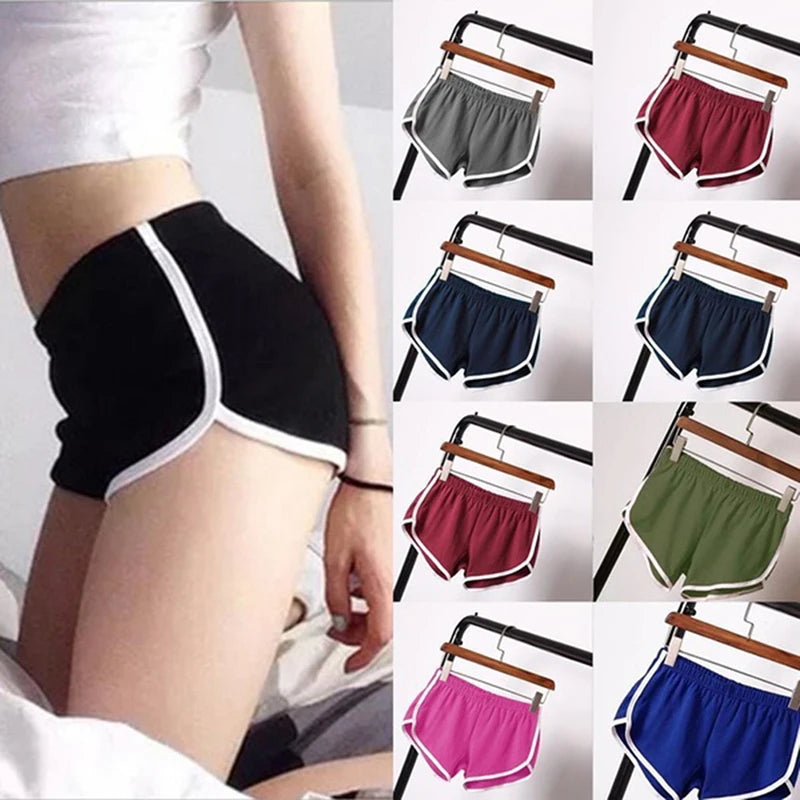 Women’s Sports Shorts – Candy Color Elastic Waist