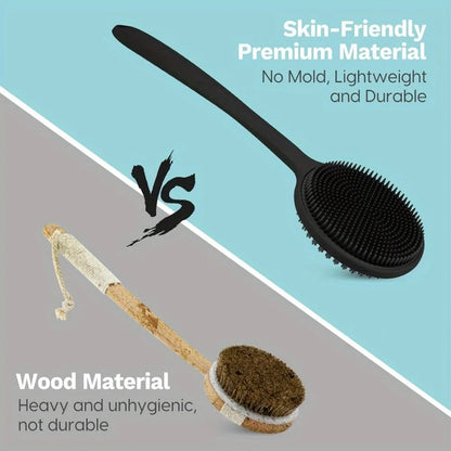 Silicone Back Scrubber Long Handle Shower Body Brush