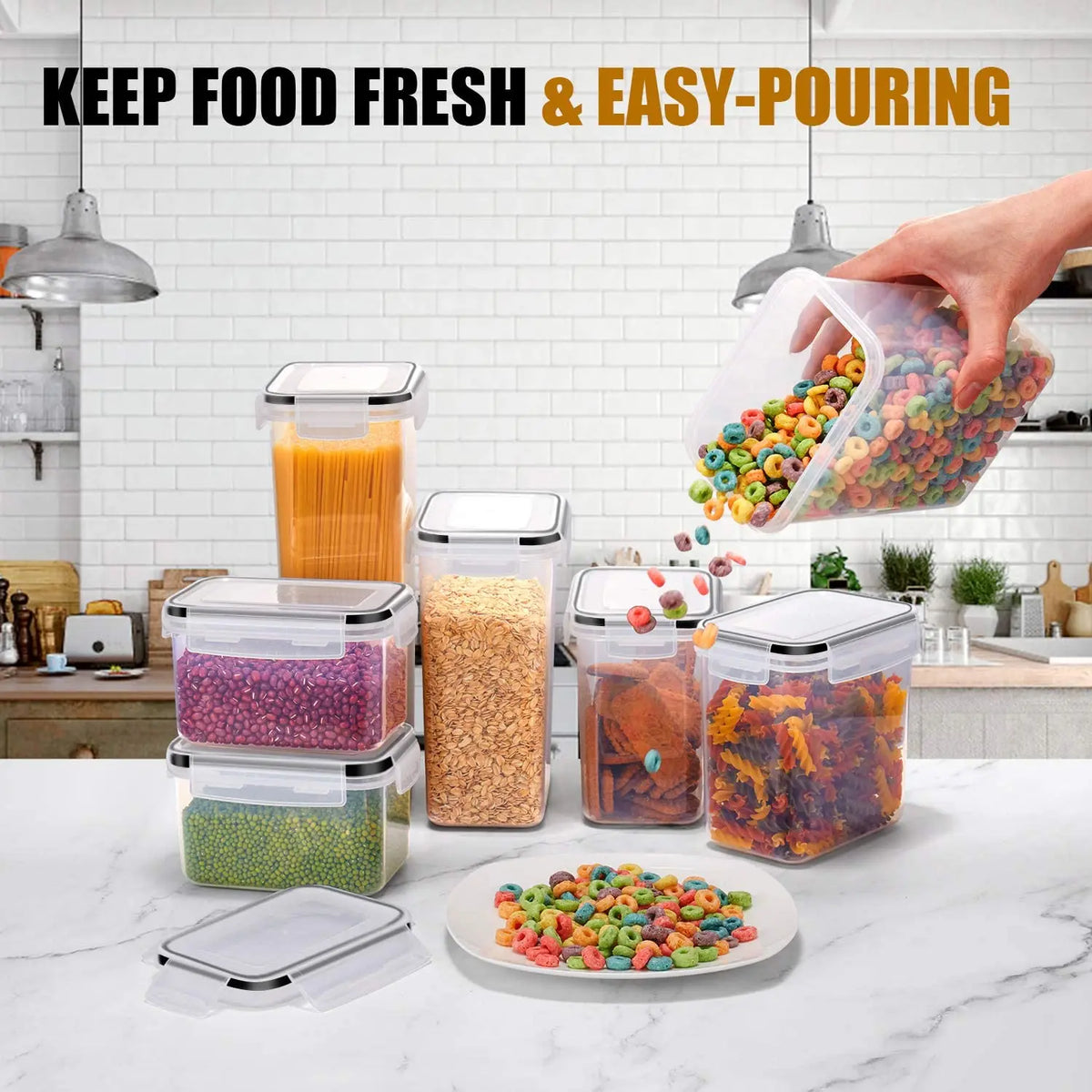 Food Storage Containers 7-Piece Airtight Plastic Kitchen Set