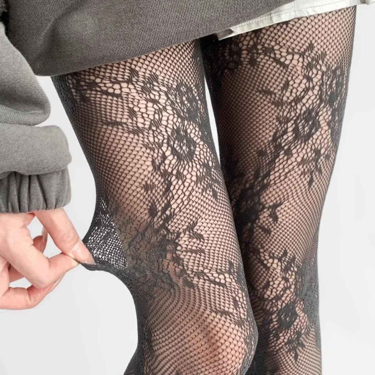 Lace Tights – Floral Mesh Thigh High Style