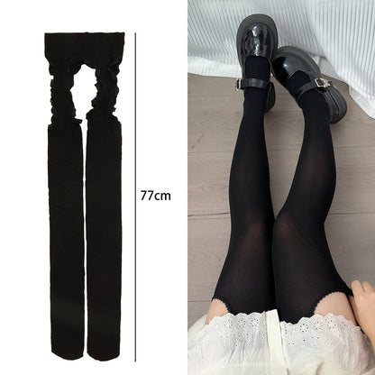 Suspender Black Tights Stockings Womens JK Lolita Y2K Punk High Waist Thigh Suspender Stockings Pantyhose Breathable Long Socks