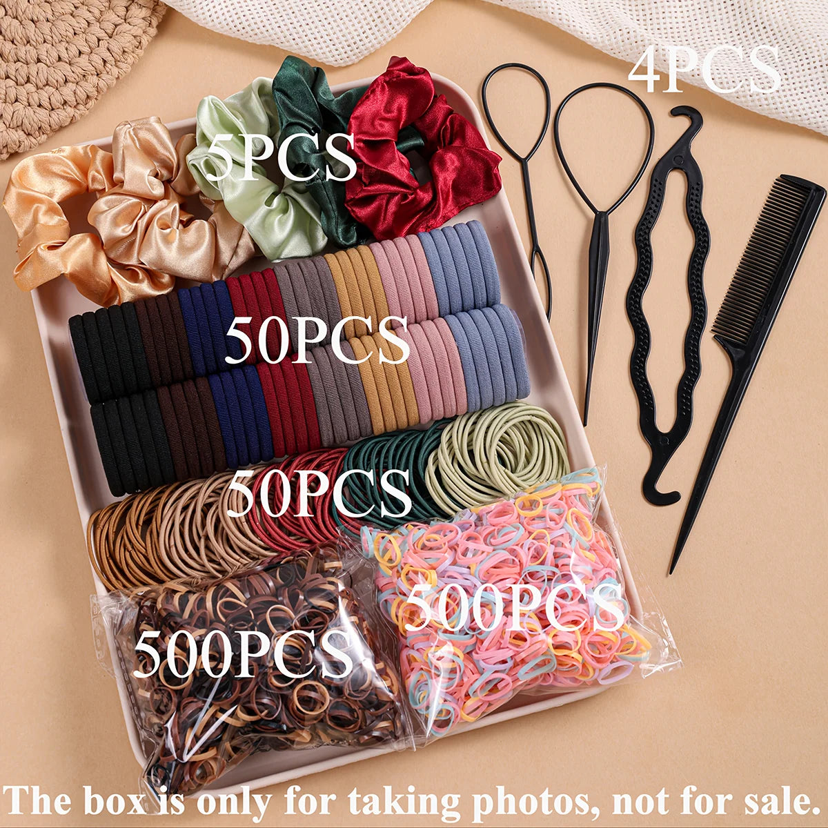 Women’s Hair Accessories Set – Elastic Hair Ties & Scrunchies