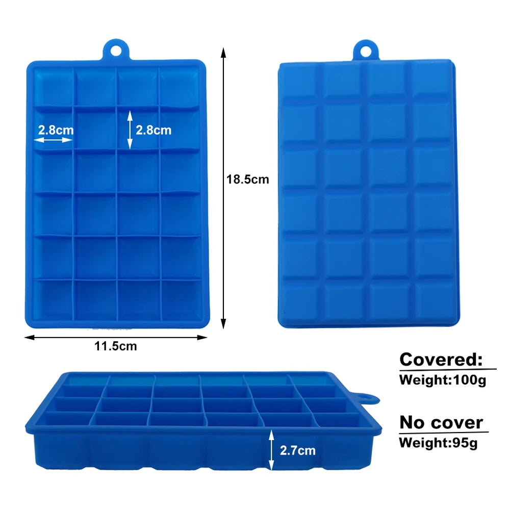 24-Hole Silicone Ice Cube Tray with Lid – Easy Kitchen Freezing Mold