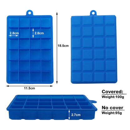 24-Hole Silicone Ice Cube Tray with Lid – Easy Kitchen Freezing Mold