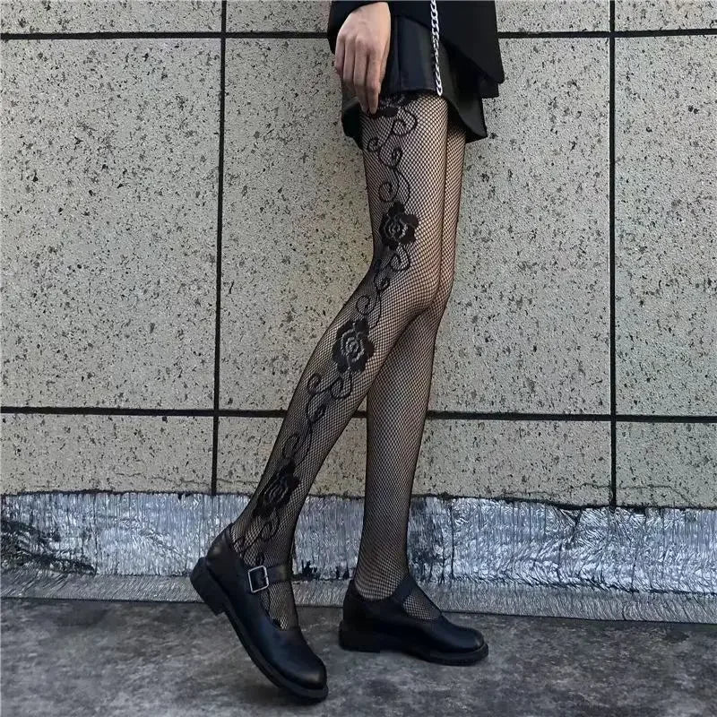Gothic Spider Web Tights – Retro Mesh Hosiery