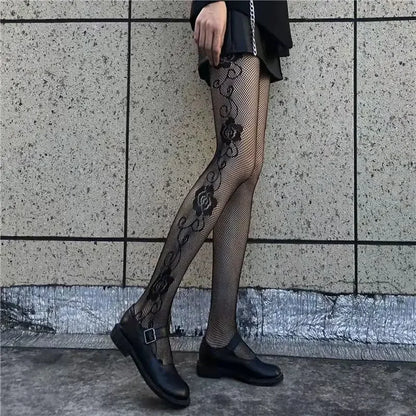 Gothic Spider Web Tights – Retro Mesh Hosiery