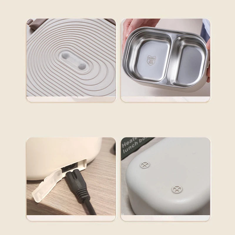 Electric Lunch Box 1L Stainless Steel Heated Food Warmer 18W
