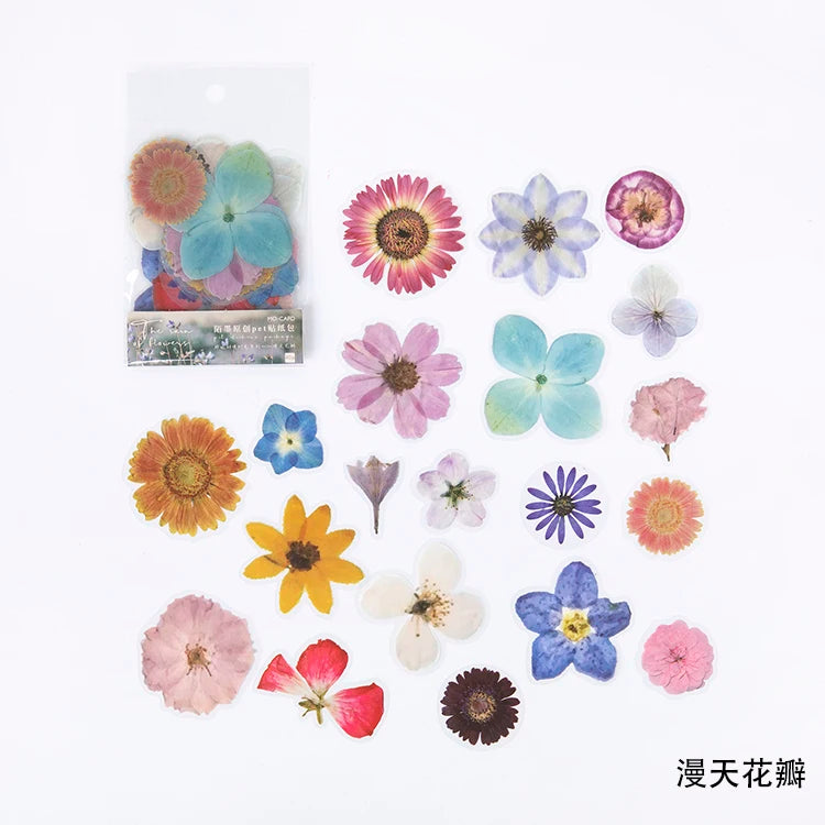 Floral Sticker Set 40pcs Ginkgo Leaf PET Stickers for Journals & Crafts