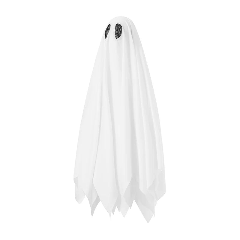 Kid Halloween Costume White Ghost Cloak with Pumpkin Handbag 2 Pcs Set Cosplay Clothes