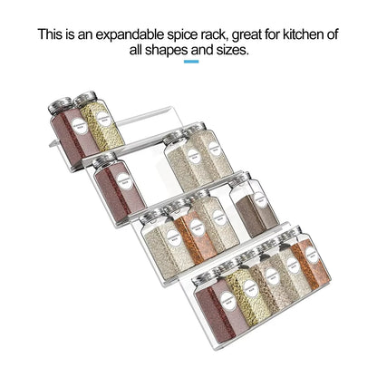 Spice Drawer Organizer 4-Tier Acrylic Rack Expandable Kitchen Storage