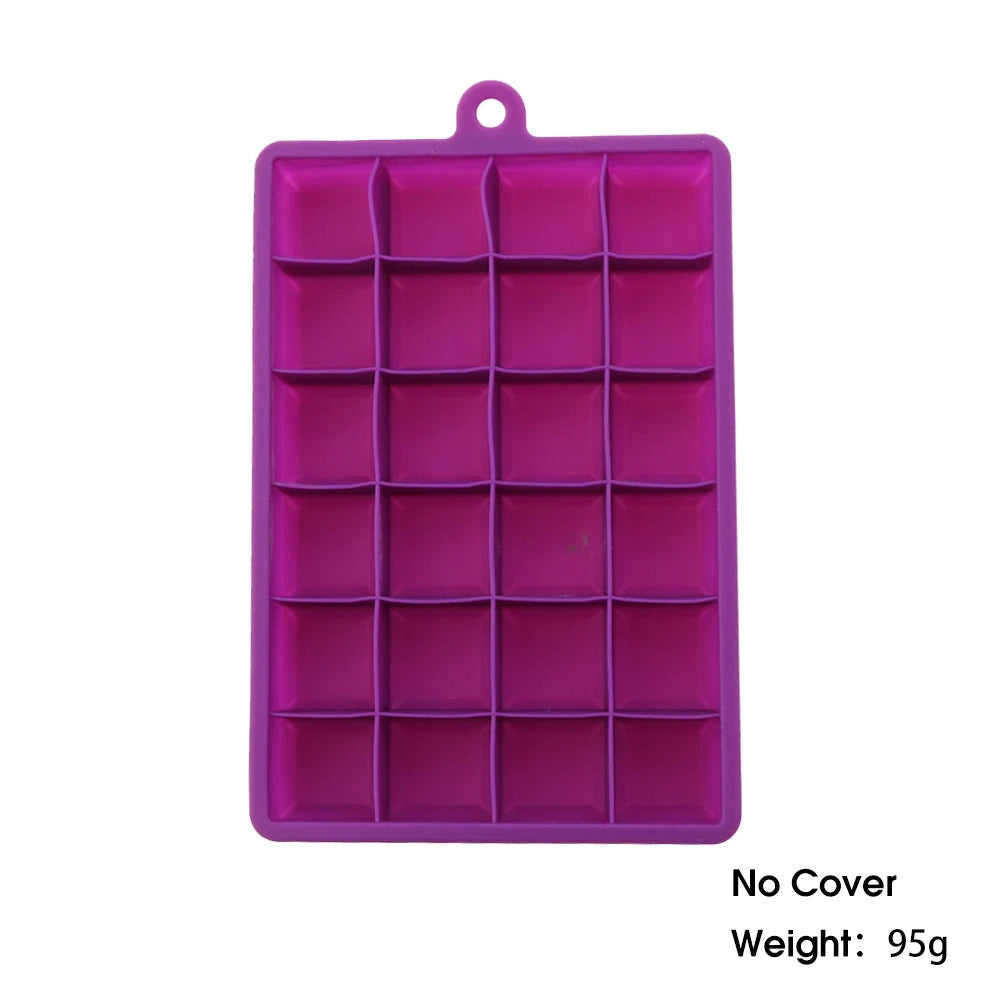 24-Hole Silicone Ice Cube Tray with Lid – Easy Kitchen Freezing Mold