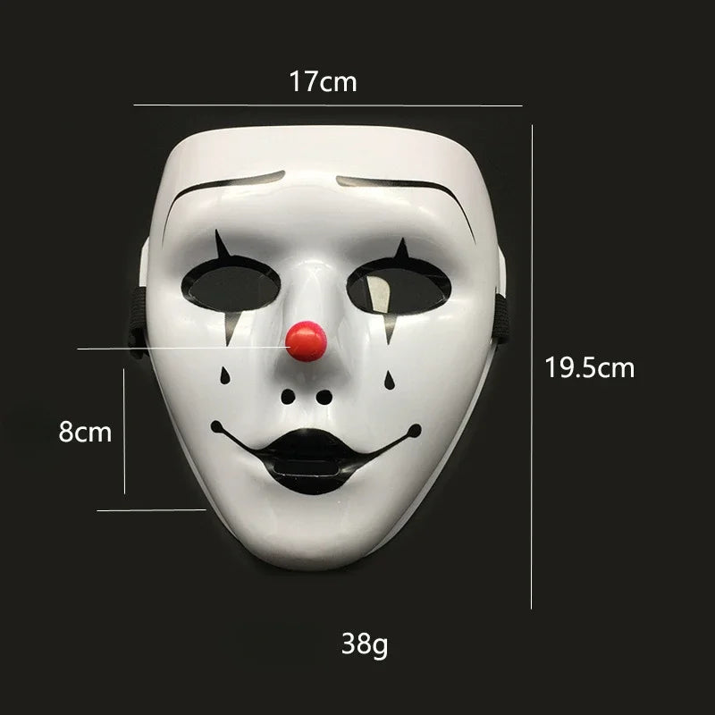 Masquerade Halloween Full Face Mask Hand Painted White Death Clown Black Gold Adult Street Dance Eye Mask Prop