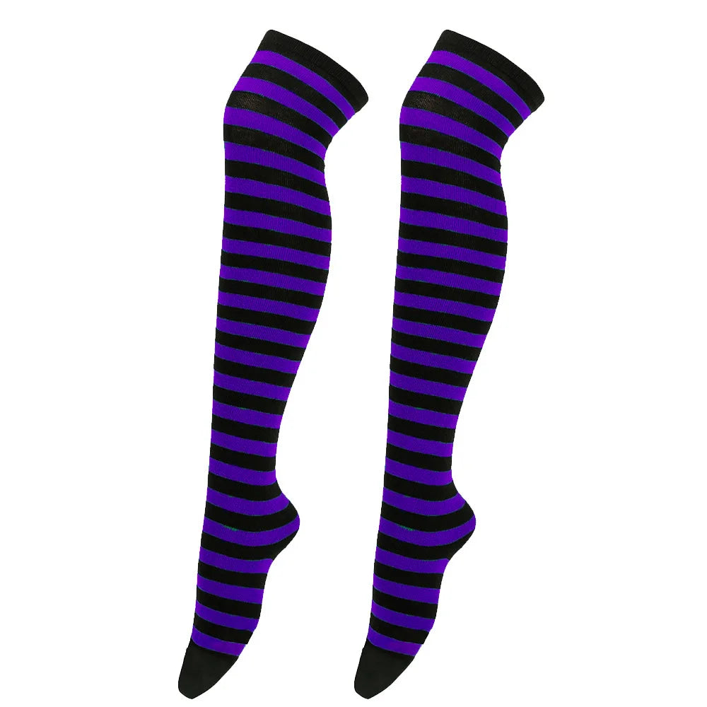 Women's Striped Over Knee Socks – Long Pinstripe Stockings