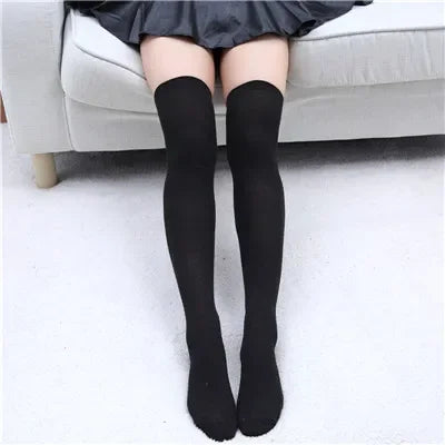 Striped Thigh High Socks – Women’s Knee High Cotton Stockings