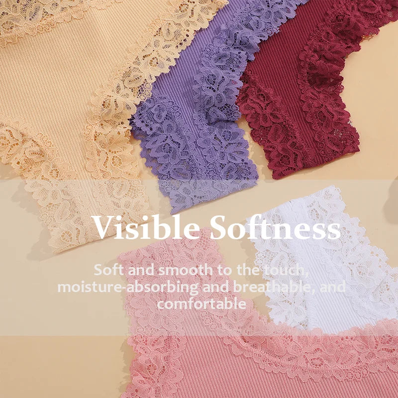 Cotton Panties for Women – Floral Lace Briefs 3-Pack
