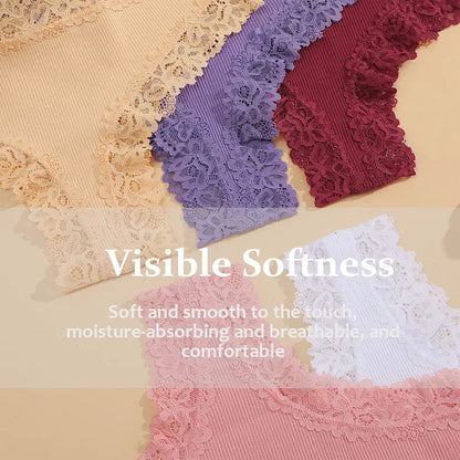 Cotton Panties for Women – Floral Lace Briefs 3-Pack