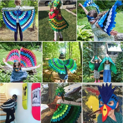 Cute Felt Cloth Halloween Cloak with Mask Bird Wings Owl Halloween Children Costume Robe Cosplay Cape Mask Set Costume Ball