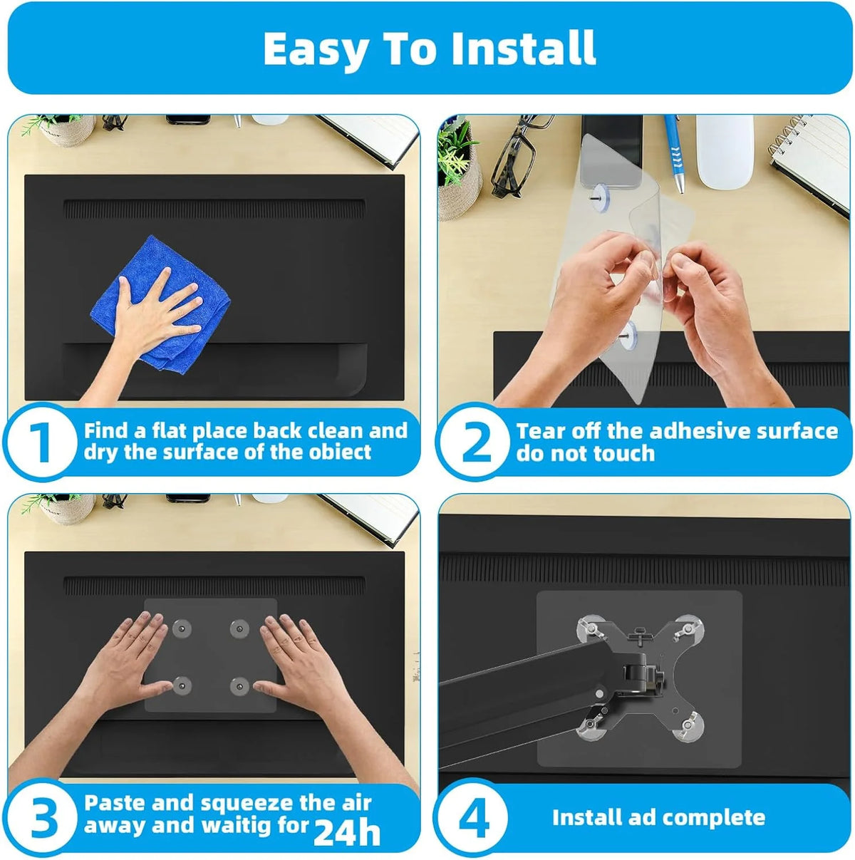 Wall Mounted Monitor Holder – Acrylic Stand for 17–32 Inch Screens