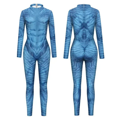 Movie Avatar Cosplay Costume Themed 3D Digital Print Jumpsuit for Men and Women 3D Digital Print Jumpsuit Halloween Zentai