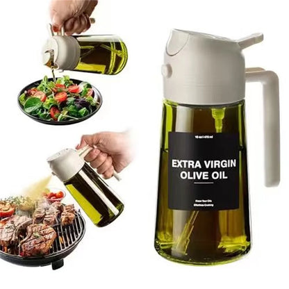 Oil Sprayer 470ml 2-in-1 Glass Olive Oil Dispenser Bottle