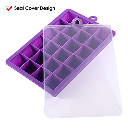 24-Hole Silicone Ice Cube Tray with Lid – Easy Kitchen Freezing Mold