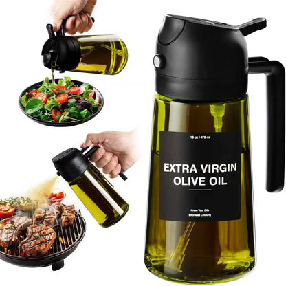 Oil Sprayer 470ml 2-in-1 Glass Olive Oil Dispenser Bottle