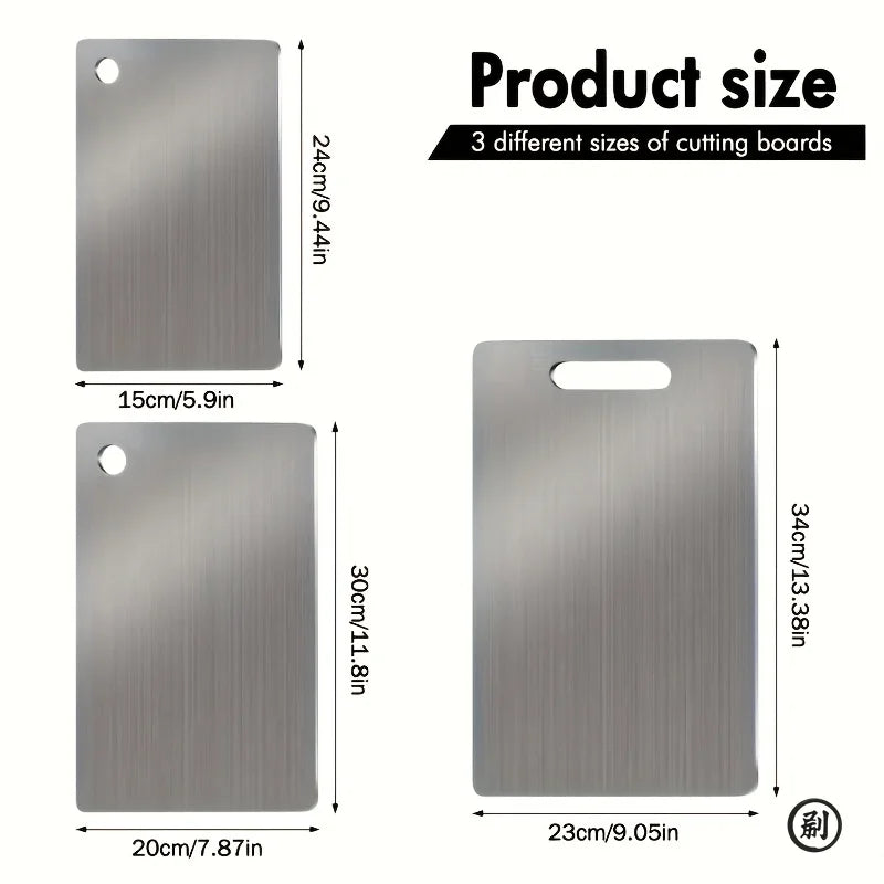 Stainless Steel Cutting Boards – 3-Piece Set with Juice Groove
