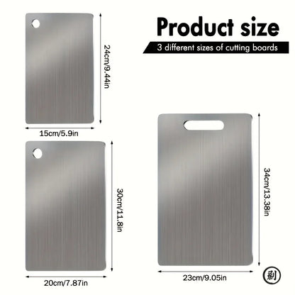 Stainless Steel Cutting Boards – 3-Piece Set with Juice Groove