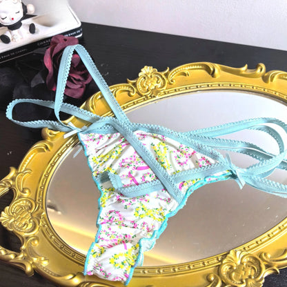 Women’s Satin Underwear – Floral Print Low Rise Panties