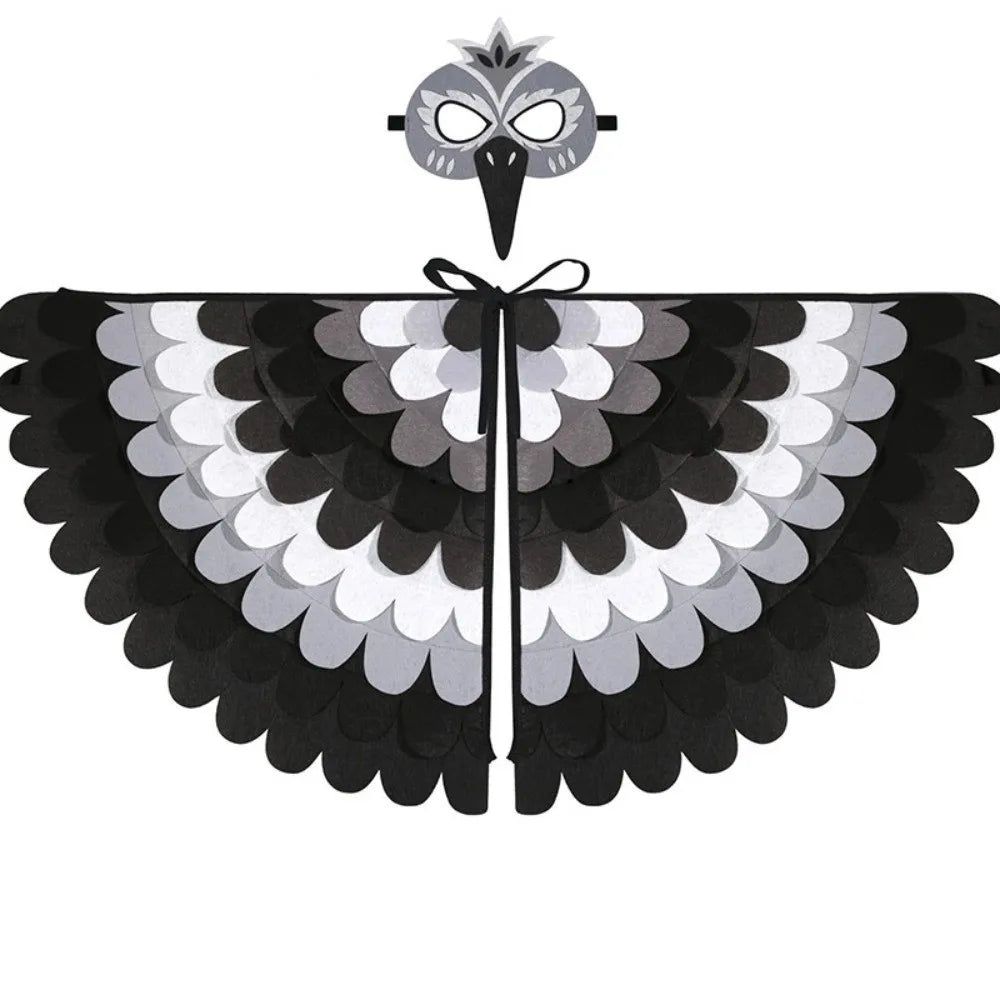 Cute Felt Cloth Halloween Cloak with Mask Bird Wings Owl Halloween Children Costume Robe Cosplay Cape Mask Set Costume Ball