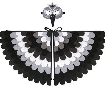 Cute Felt Cloth Halloween Cloak with Mask Bird Wings Owl Halloween Children Costume Robe Cosplay Cape Mask Set Costume Ball