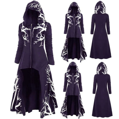 Unisex Adult Men Women Medieval Hooded Cape Fashion 3D Print Hem Irregular Long Cloak Coat  Halloween Costume Ponchos Cape Top