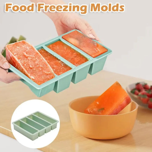 Silicone Freezer Tray 4 Grid Food Storage Mold with Lid