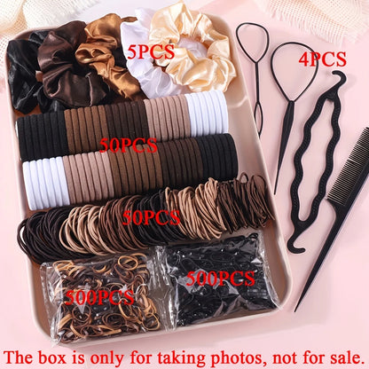 Women’s Hair Accessories Set – Elastic Hair Ties & Scrunchies