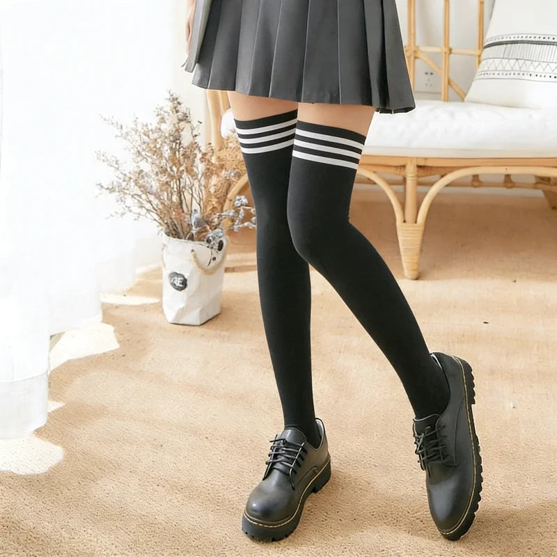 Over the Knee Socks – Striped Thigh High Style