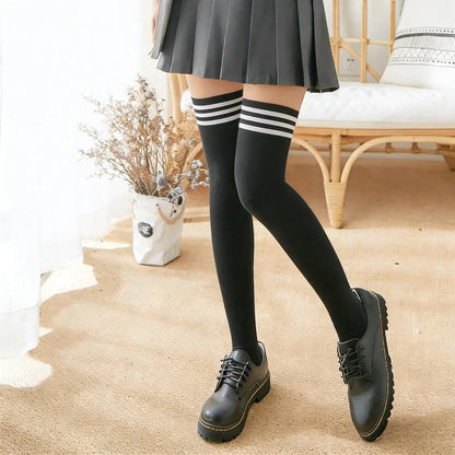 Over the Knee Socks – Striped Thigh High Style