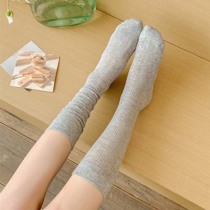 Women Mid-Calf Socks – Cotton Long Socks in Black, White & Gray
