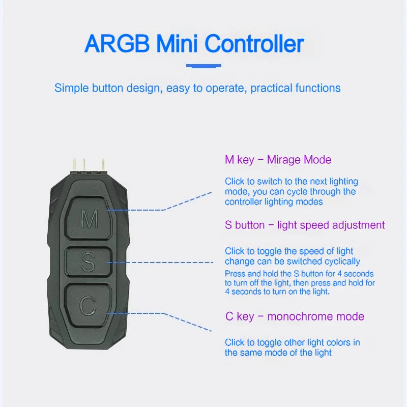 ARGB Controller 5V 3 Pin SATA Power RGB Hub