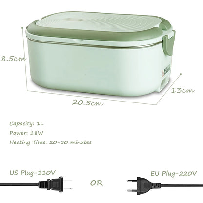 Electric Lunch Box 1L Stainless Steel Heated Food Warmer 18W