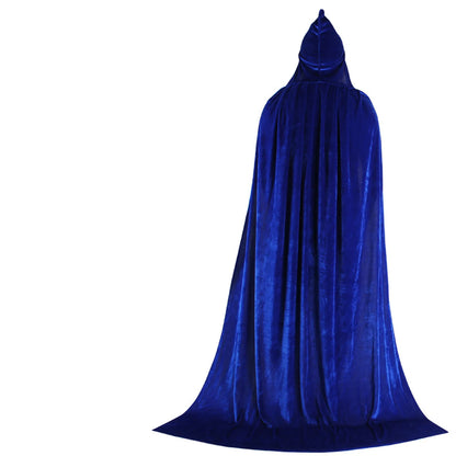 Adult Kids Halloween Pleuche Velvet Cloak Cape Hooded Medieval Costume Witch Wicca Vampire Halloween Cosplay Costume Cape