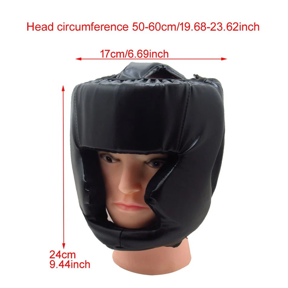 Boxing Headgear for Adults, PU Leather Training Helmet