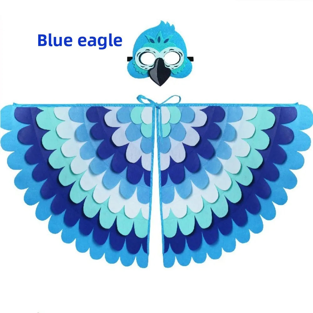 Cute Felt Cloth Halloween Cloak with Mask Bird Wings Owl Halloween Children Costume Robe Cosplay Cape Mask Set Costume Ball