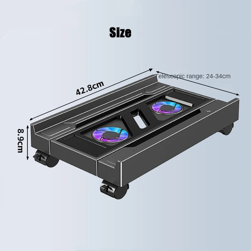 Adjustable CPU Holder Stand with Cooling Fan Mobile PC Tower Stand