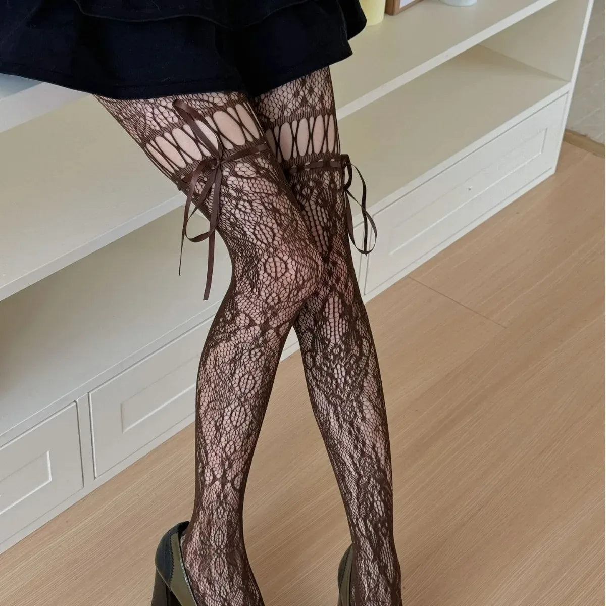 Lace Bow Tights for Women – Decorative Hollow Out Design