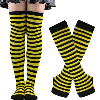 Over Knee Socks – Women’s Striped Thigh High Cotton Blend Socks