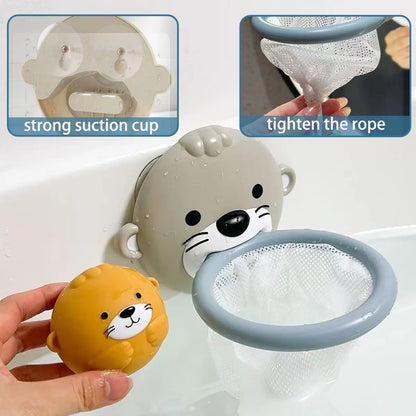 Floating Animal Bath Toy – Basketball Hoop Water Play
