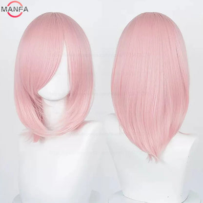 40cm Medium Basic Anime Cosplay Wig Bang Blond  Black White Red Pink Green Brown Gold Blue Heat Resistant Synthetic Hair Wigs