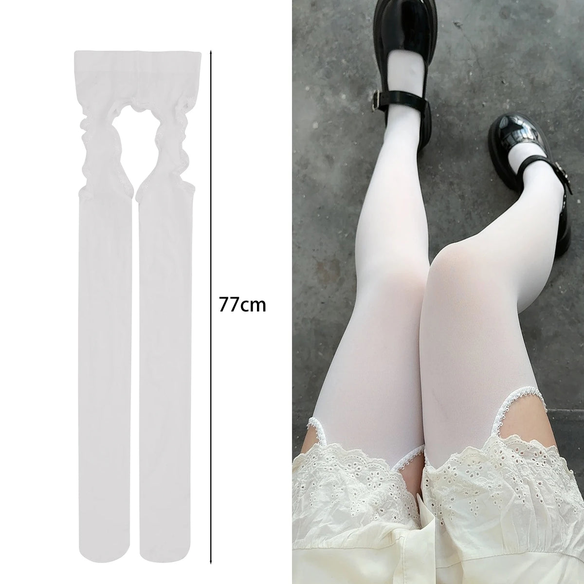 Suspender Black Tights Stockings Womens JK Lolita Y2K Punk High Waist Thigh Suspender Stockings Pantyhose Breathable Long Socks