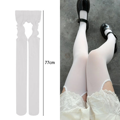 Suspender Black Tights Stockings Womens JK Lolita Y2K Punk High Waist Thigh Suspender Stockings Pantyhose Breathable Long Socks